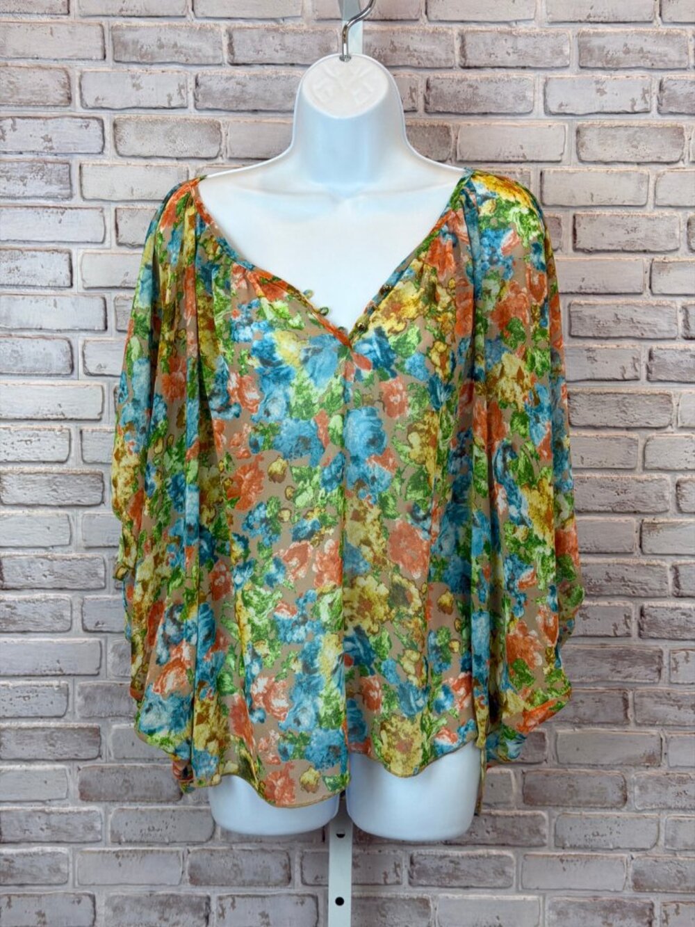 BKE Boutique Floral Chiffon Blouse Size XS/S